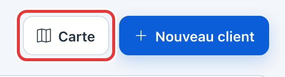 Boutons de la page Clients : Carte est entouré en rouge, à côté de Nouveau client.
